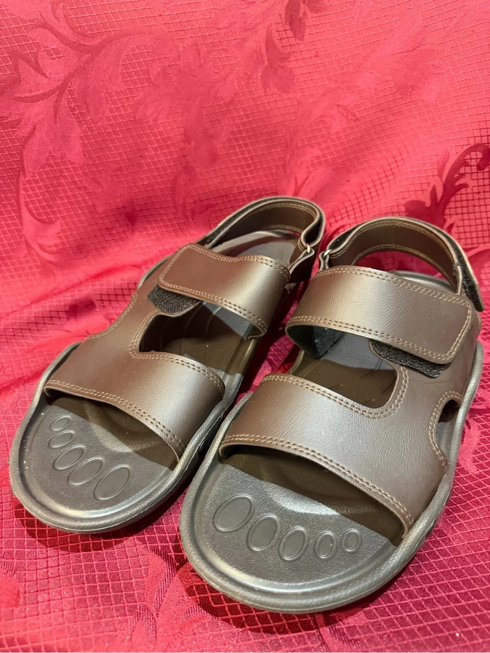 Mens Brown Velcro Sandals